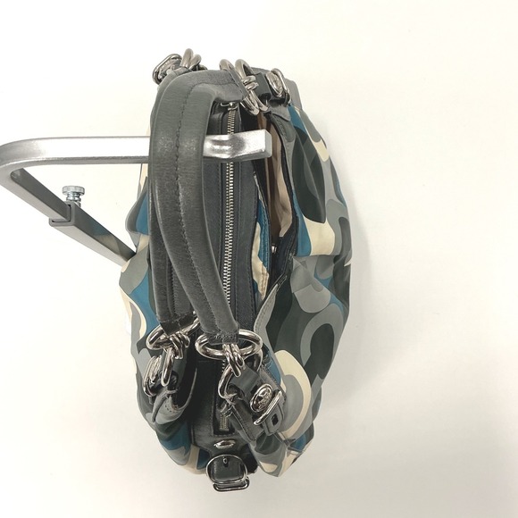Coach Signature C Logo Print Hobo Shoulder Bag Gray Blue Silver - Picture 3 of 9